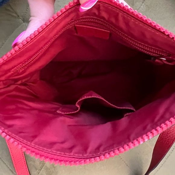 Gucci GG Red Nylon Crossbody Bag Monogram Dollar Calfskin - Picture 6 of 9